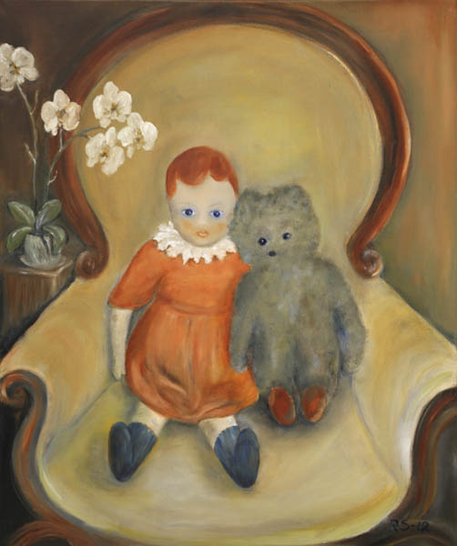 Ulla ja Nalle mummolassa  <br>öljy 2012