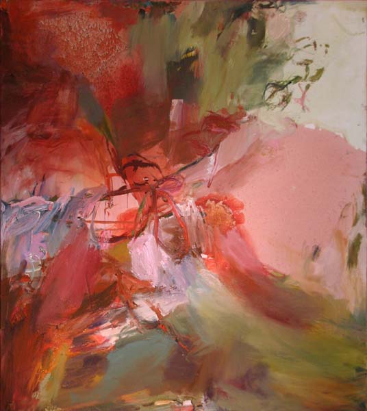 Punainen kevät  <br>muovitempera ja öljy kankaalle 2005, 120 x 110 cm