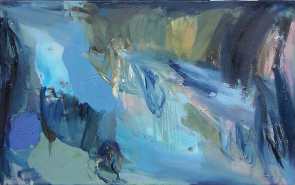 Veden vuoret  <br>muovitempera ja öljy kankaalle 2005, 81 x 130 cm
