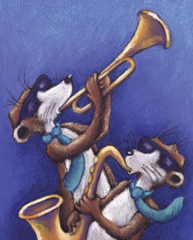 Blue Note II  <br>öljypastelli, guassi, tussi  2005