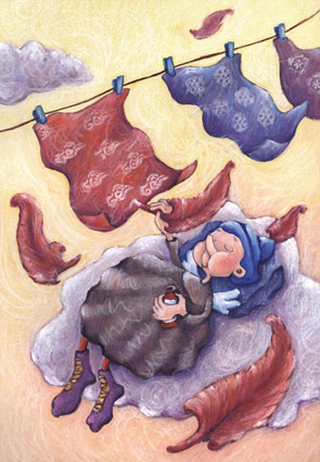 Maanantaina ne maalataan  <br>öljypastelli, guassi, tussi  2005