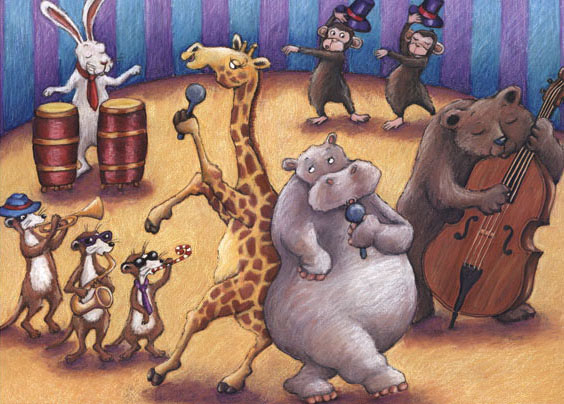 In the Groove  <br>öljypastelli, guassi, tussi  2005