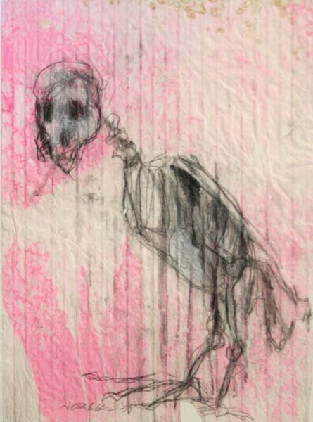 Lintuihminen  <br>sekatekniikka paperille, 2005