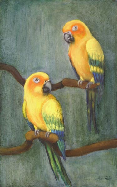 Pienet auringot  <br>Öljy vanerille, 2005  38,5cm x 63cm