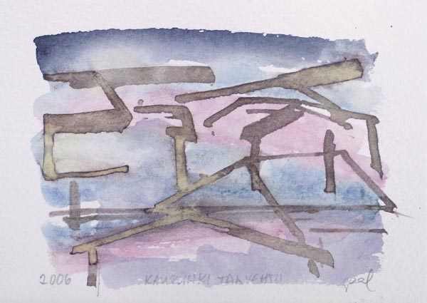 Kaupunki talvehtii  <br>akvarelli 2006