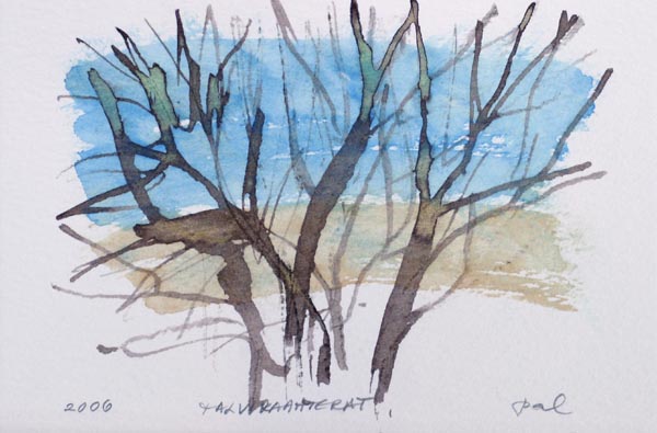 Talvivaahterat  <br>akvarelli 2006