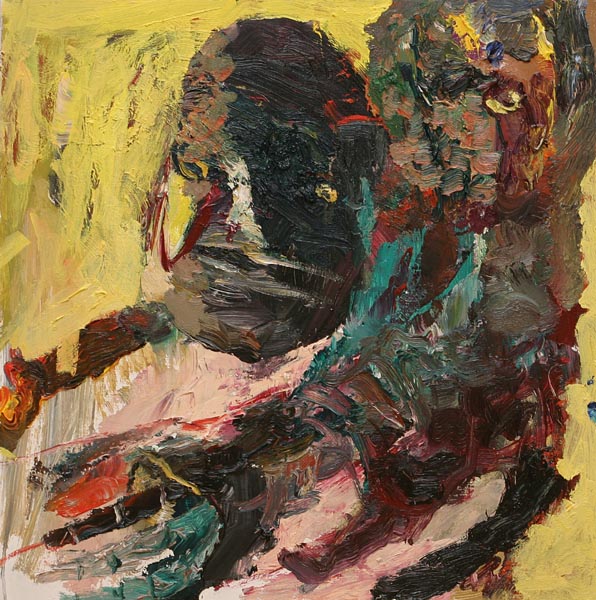Juustohöylämiehet IV  <br>öljy 2007,	50 x 50 cm