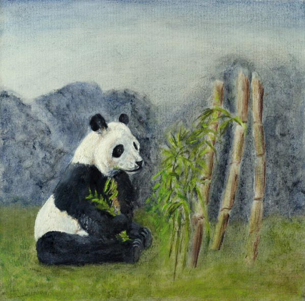 Aamiainen ruohikolla  <br>öljy, 40x40 cm