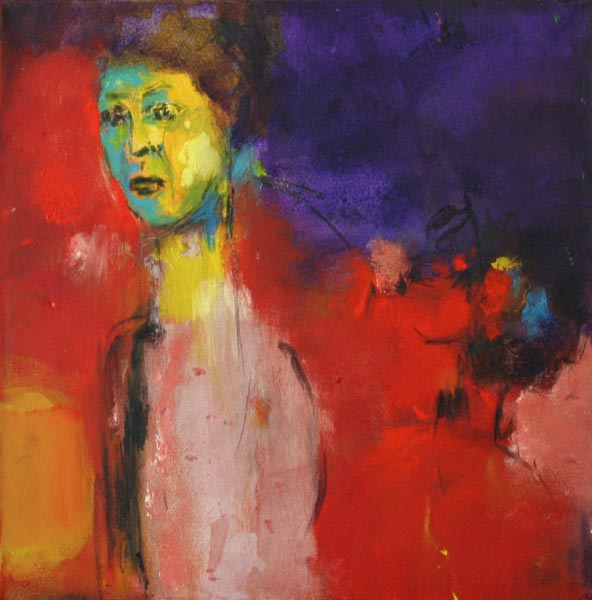 Leaving the scene  <br>akryyli ja hiili, 40x40 cm 