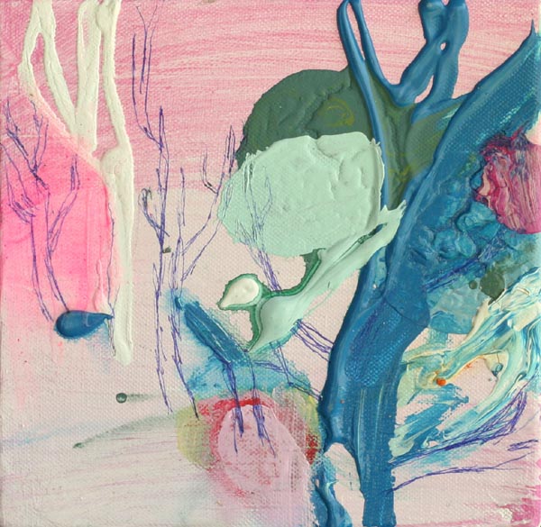 Saippuakupla ja satakieli  <br>akryyli, 20x20 cm 