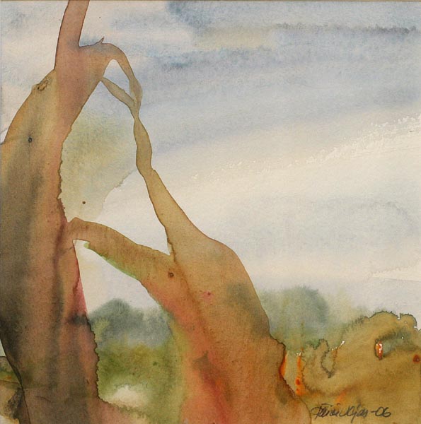 Hellä kosketus  <br>akvarelli 2006	,	37 x 37 cm