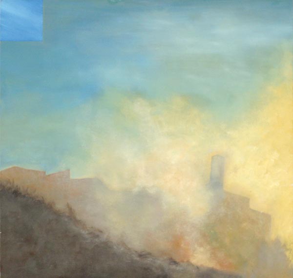 Aamuinen Cortona  <br>öljy 2006,		90 x 90 cm