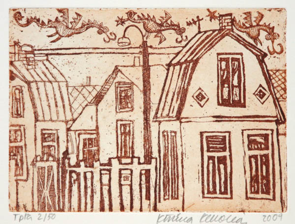 Kotinurkka  <br>etsaus ja akvatinta 2009