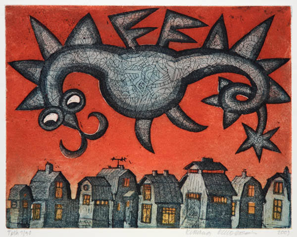 Lohikäärmeuni  <br>etsaus ja akvatinta 2009