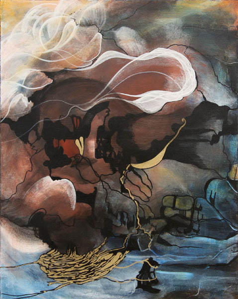 Syrjässä  <br>sekatekniikka 2008,55 x 46cm