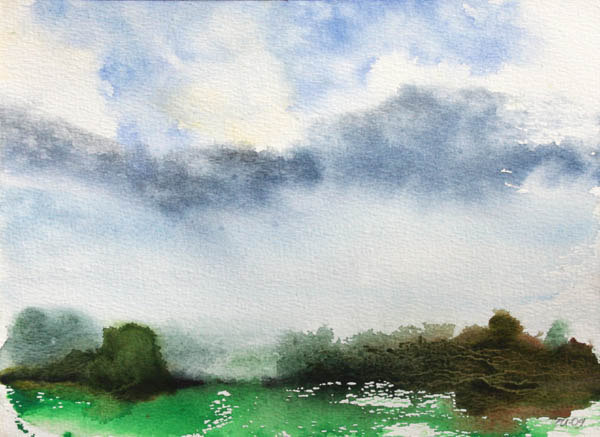 Ennen iltasadetta  <br>akvarelli 2009