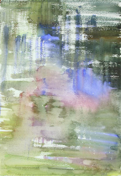 Metsälampi väreilee  <br>akvarelli 2008