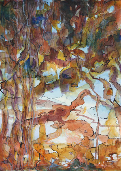 Hiljaiset vedet  <br>akvarelli ja tussi	2009