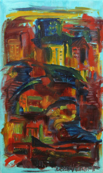 Kaupungin valot I  <br>öljy 2011