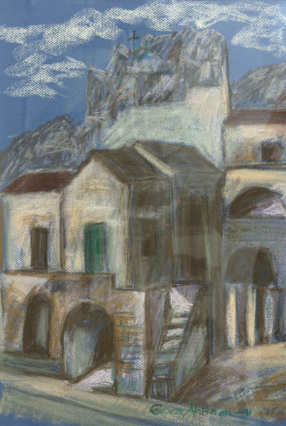 Sassin luolakaupunki III  <br>pastelli 2011