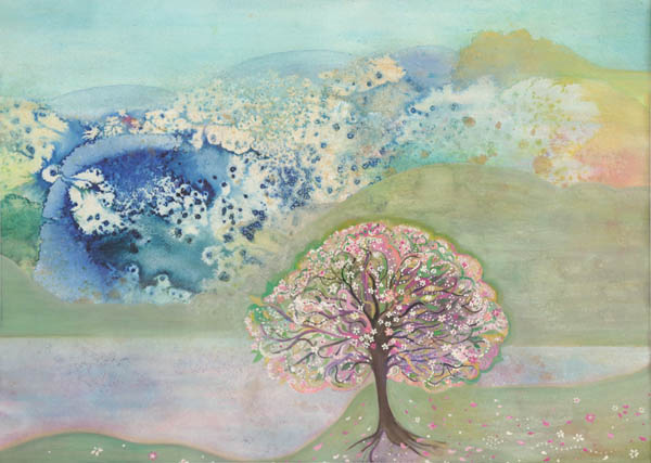 Kirsikkapuun kevätjuhla<br>  vesiväri ja guassi 2013