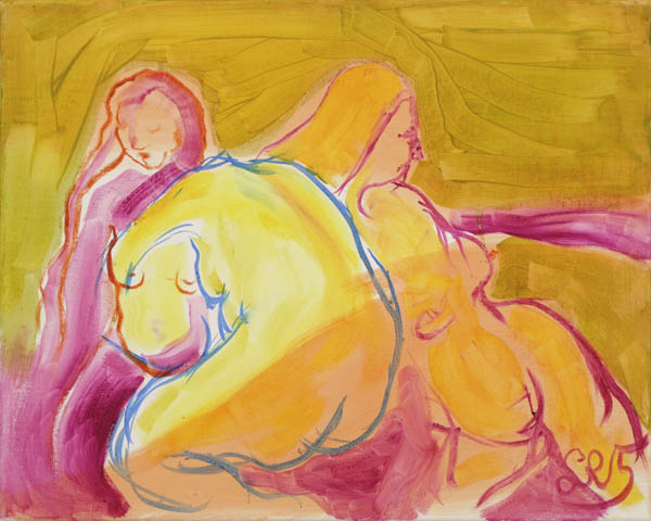 Ikiaikainen naisten piiri<br>  öljy kankaalle 2015